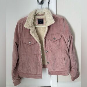 Abercrombie & Fitch Pink Corduroy Sherpa Jacket